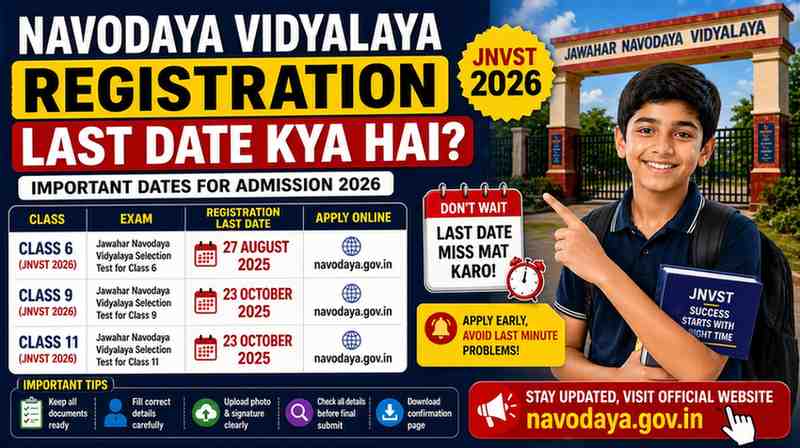 Navodaya Vidyalaya registration last date kya hai