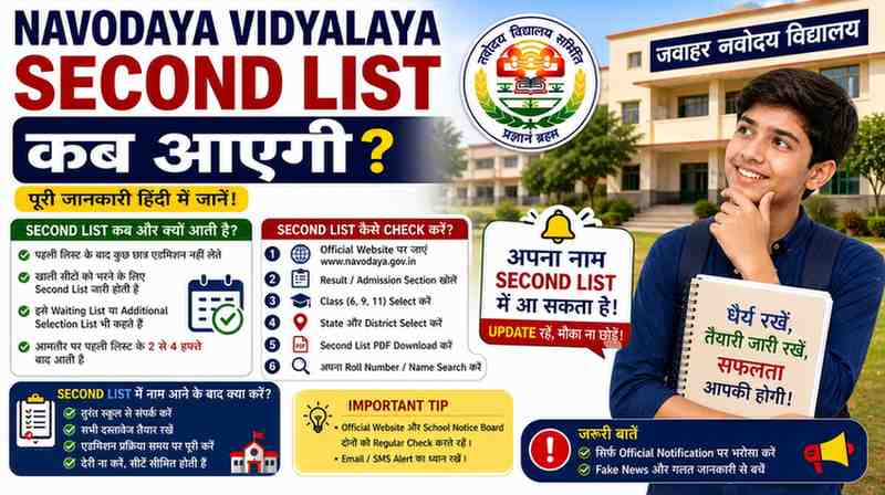 Navodaya Vidyalaya Second List Kab Aayegi