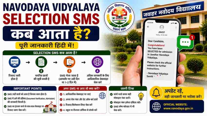 Navodaya Vidyalaya Selection SMS Kab Aata Hai