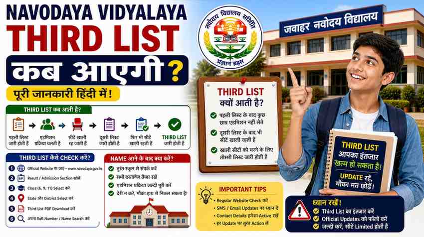 Navodaya Vidyalaya Third List Kab Aayegi (